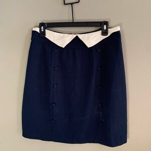Aryn K Blue and White Pencil Skirt Knee-Length Cocktail